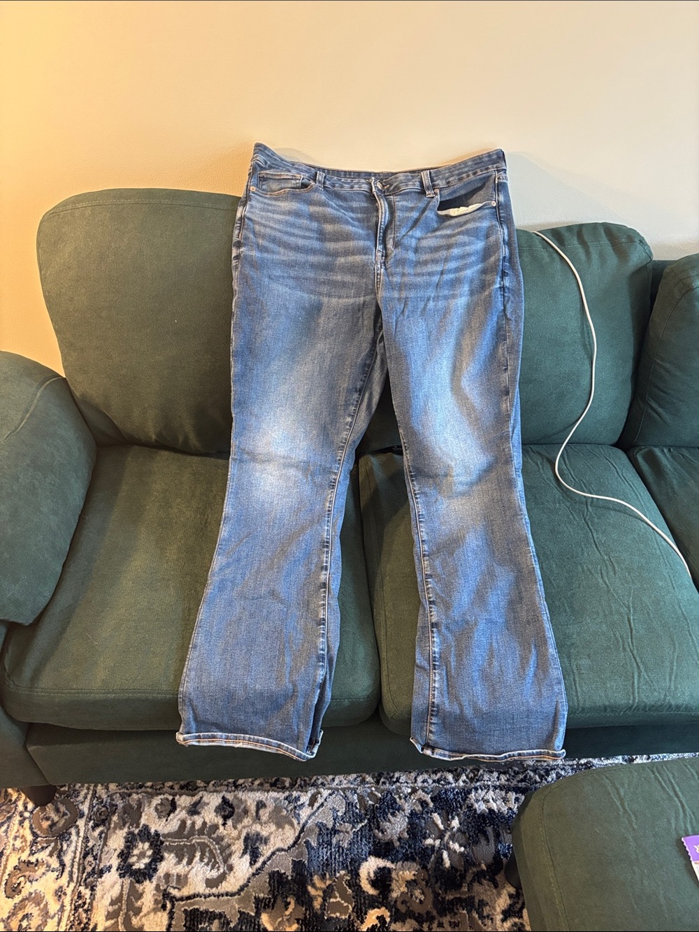 American Eagle Outfitters Women's Faded Blue Bootcut Jeans